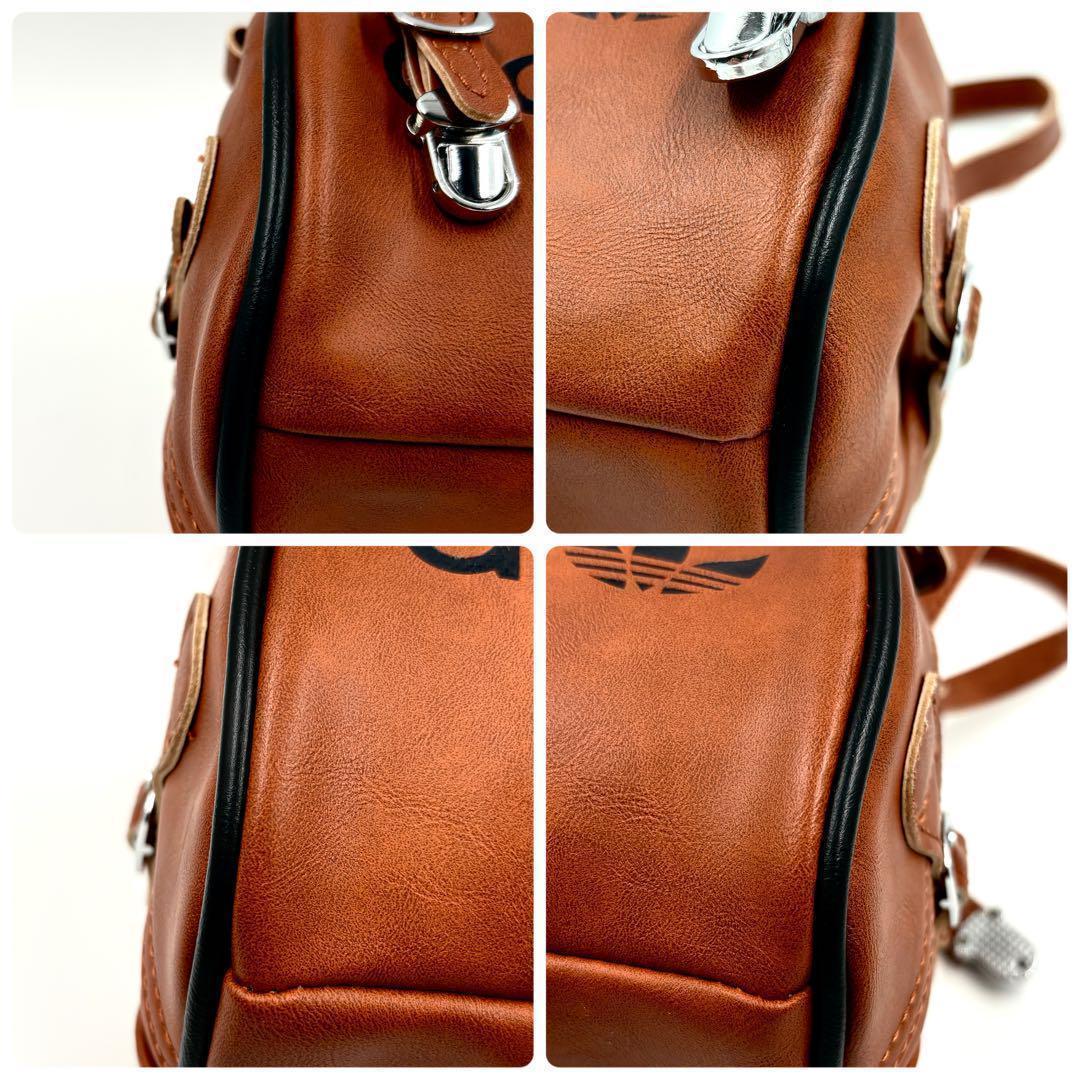 【極美品】 アディダス ボストンバッグ ミニ 2way トレフォイル ブラウン
