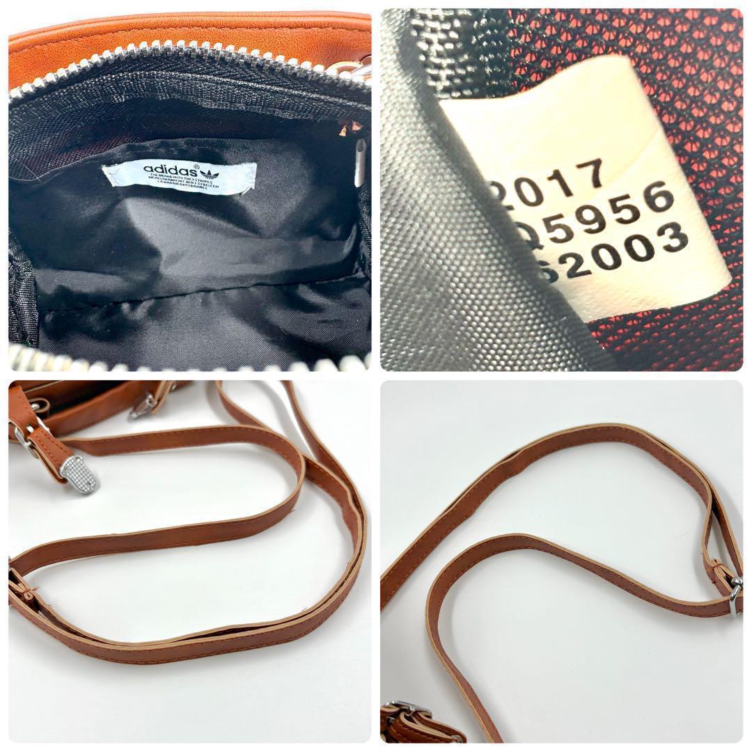 【極美品】 アディダス ボストンバッグ ミニ 2way トレフォイル ブラウン