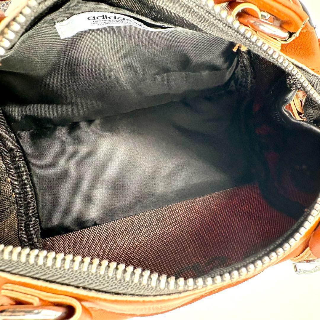 【極美品】 アディダス ボストンバッグ ミニ 2way トレフォイル ブラウン