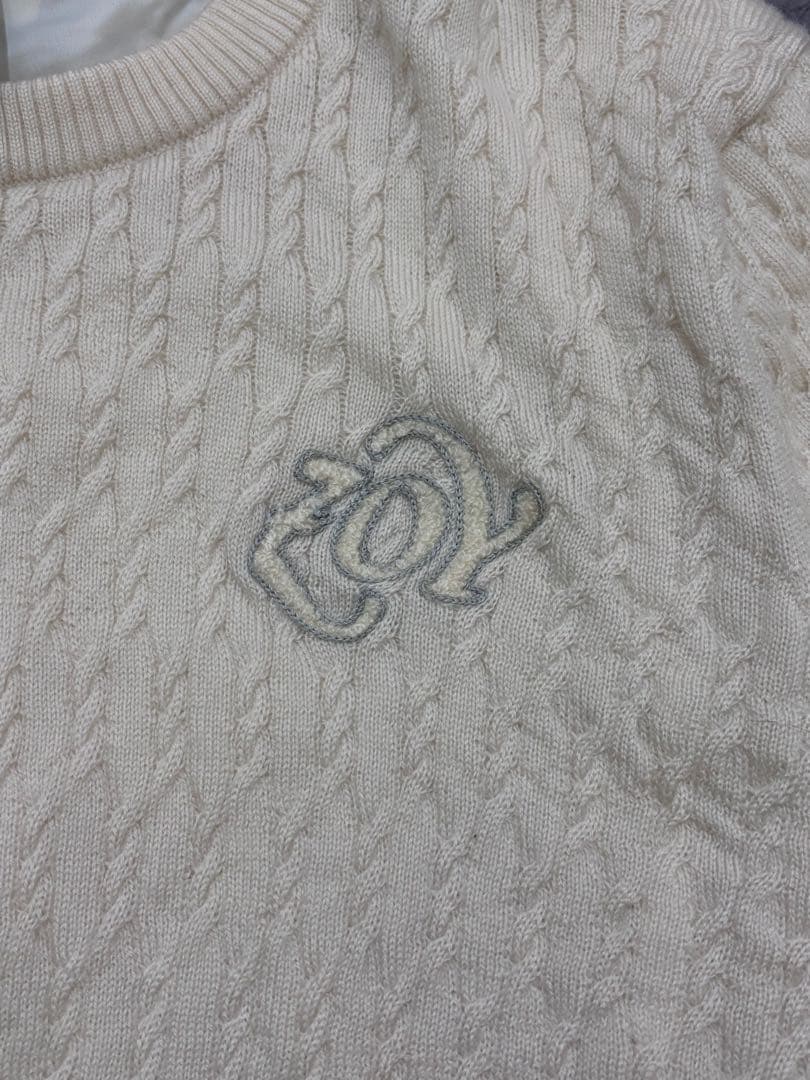 【美品】ZOY ゾーイ　ゴルフウェア　長袖ニット　羊毛100％　サイズ40 白