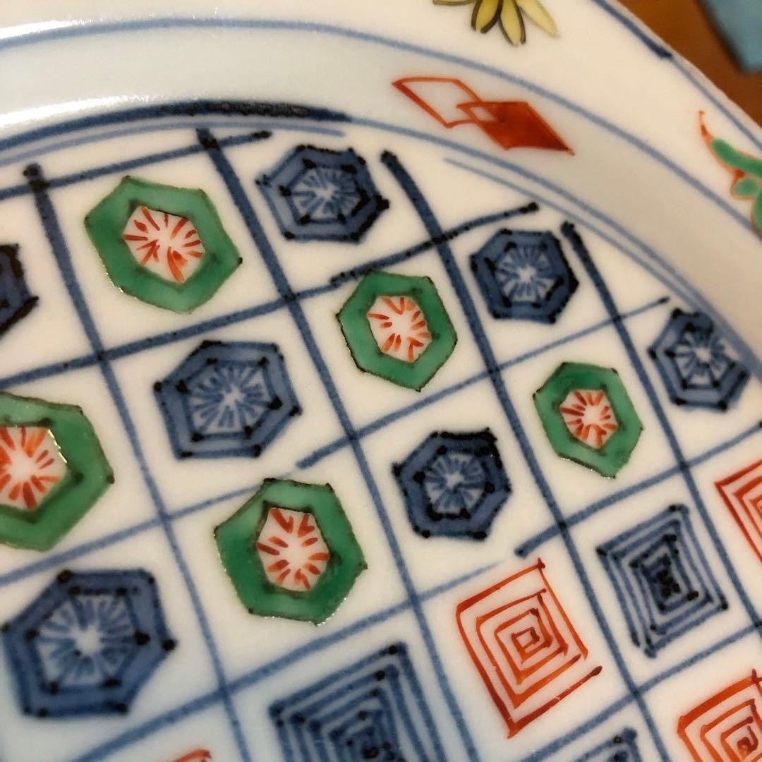 九谷焼　四代須田菁華　天啓赤絵更紗文皿