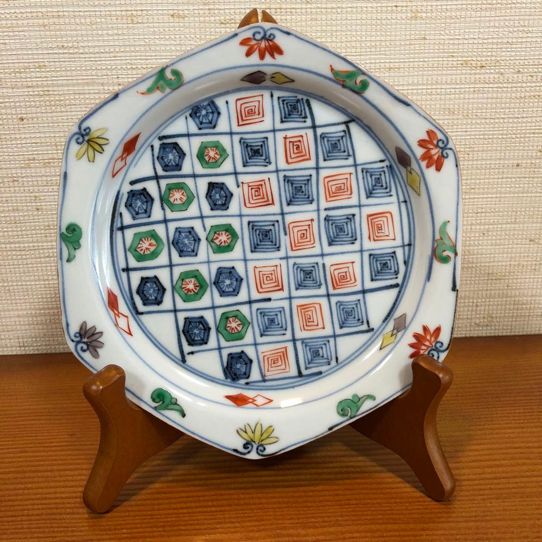 九谷焼　四代須田菁華　天啓赤絵更紗文皿