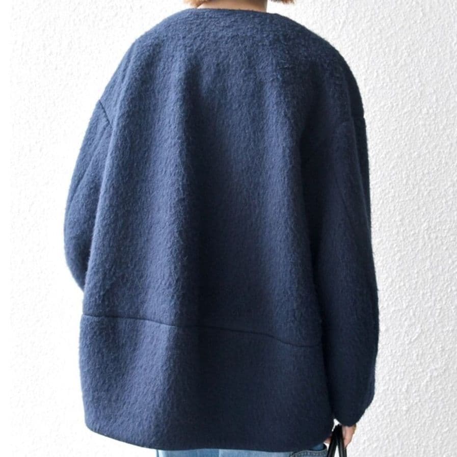 SHIPS any ウール シャギー ノーカラー コクーン コート 24AW