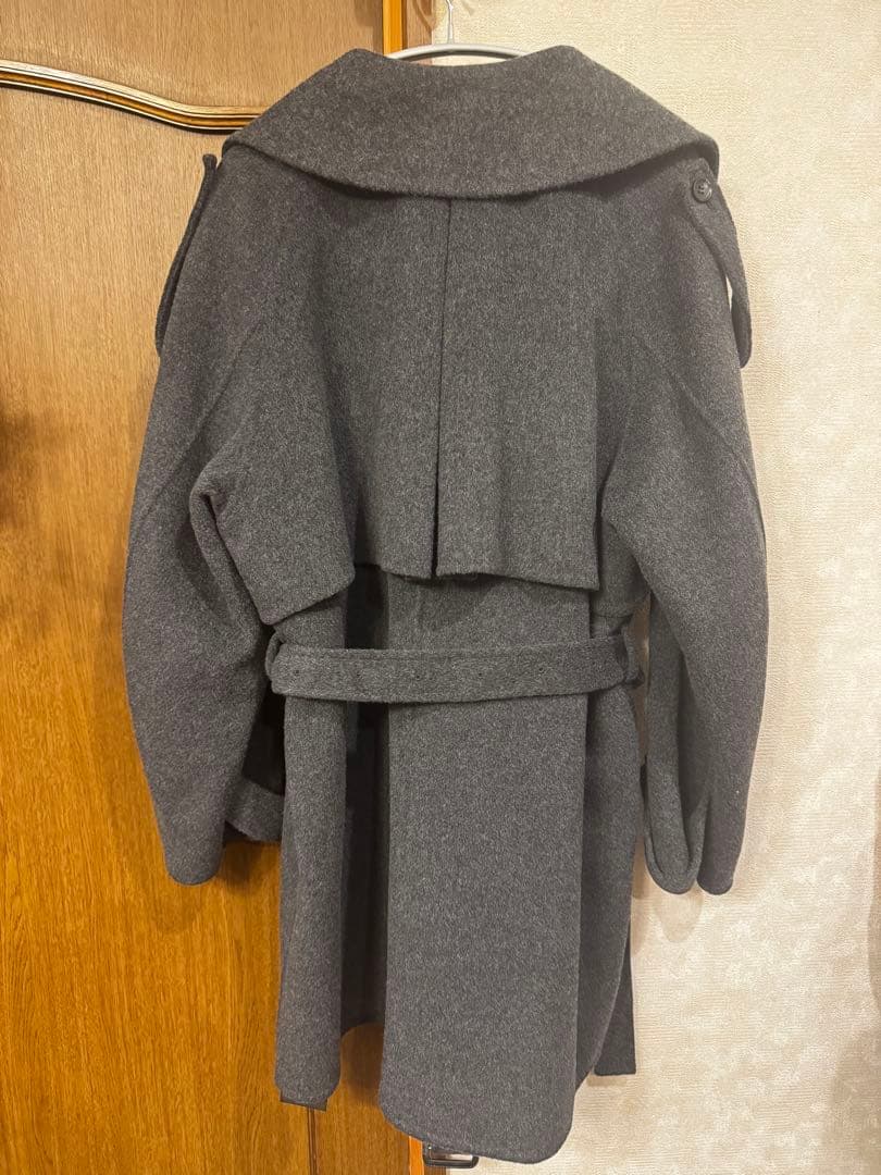 anuans リバーウールミドルトレンチコートチャコールグレー