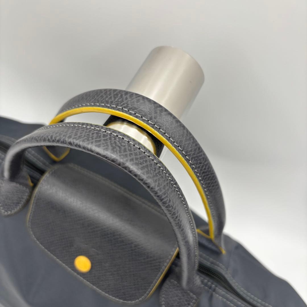 美品 LONGCHAMP ロンシャン ルプリアージュ M グレー×イエロー A4