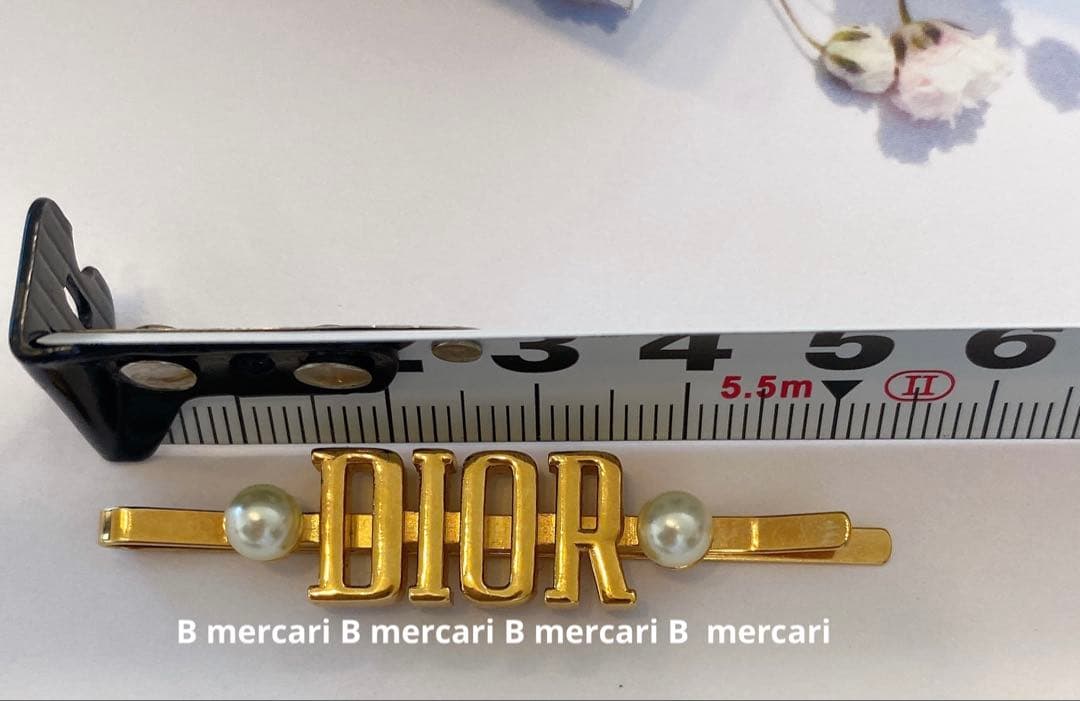 ディオール　ヘアピン　ヘアスライド　ヘアアクセ　バレッタ　ロゴ　パール