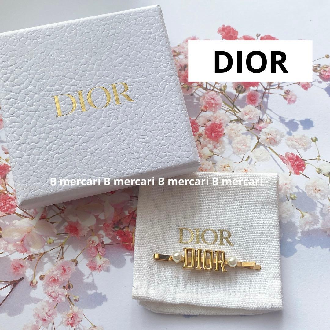 ディオール　ヘアピン　ヘアスライド　ヘアアクセ　バレッタ　ロゴ　パール