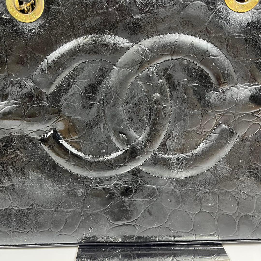 ✨ジャンク特価✨CHANEL チェーンバック　エナメル　クロコ型押し　ココマーク