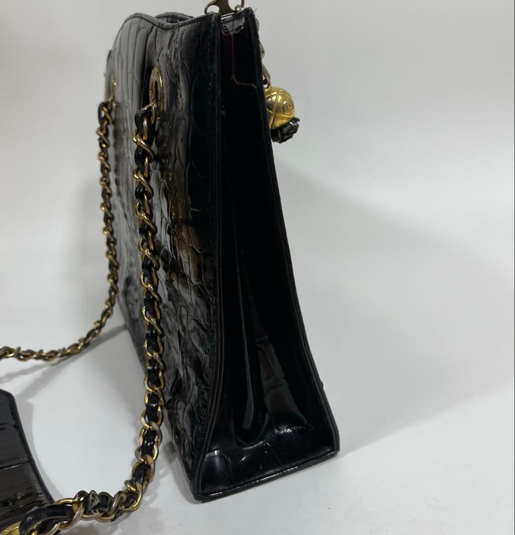 ✨ジャンク特価✨CHANEL チェーンバック　エナメル　クロコ型押し　ココマーク