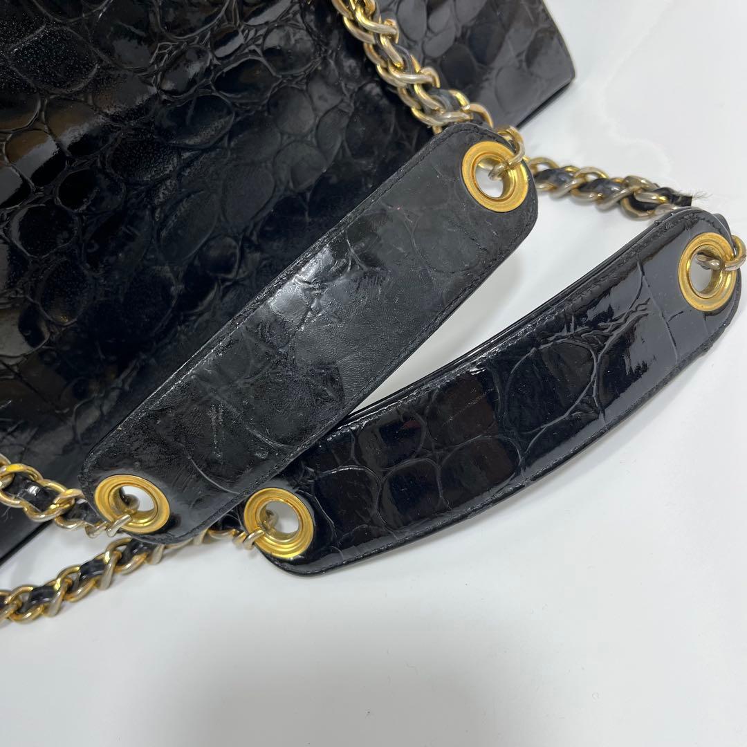 ✨ジャンク特価✨CHANEL チェーンバック　エナメル　クロコ型押し　ココマーク