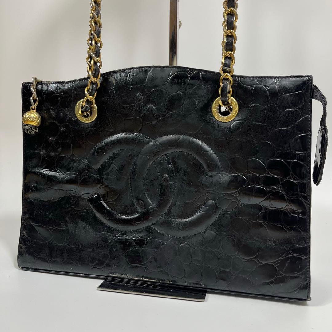 ✨ジャンク特価✨CHANEL チェーンバック　エナメル　クロコ型押し　ココマーク