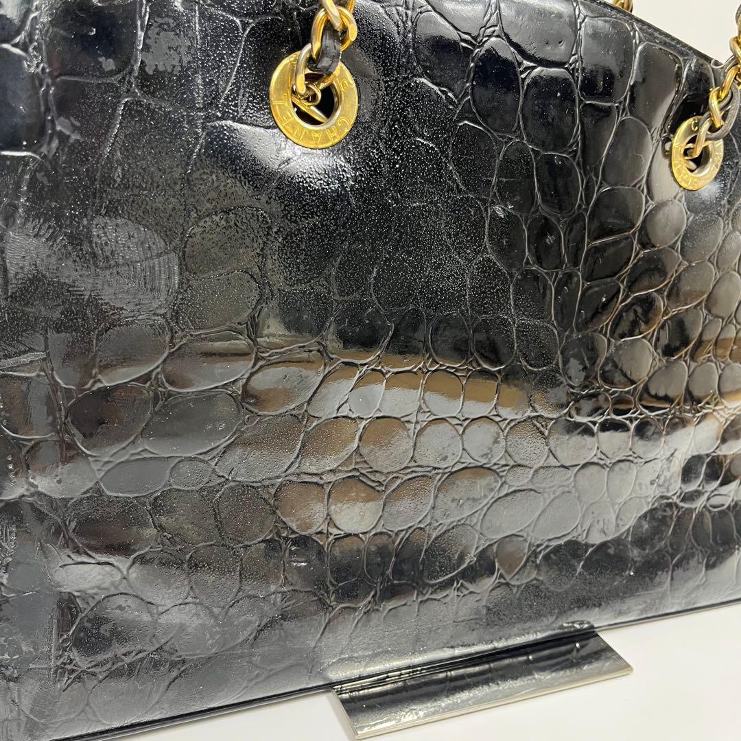 ✨ジャンク特価✨CHANEL チェーンバック　エナメル　クロコ型押し　ココマーク
