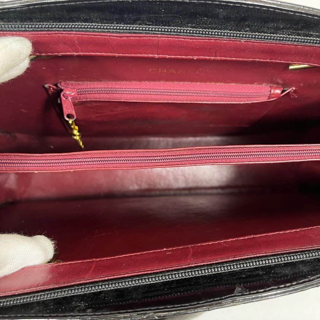 ✨ジャンク特価✨CHANEL チェーンバック　エナメル　クロコ型押し　ココマーク