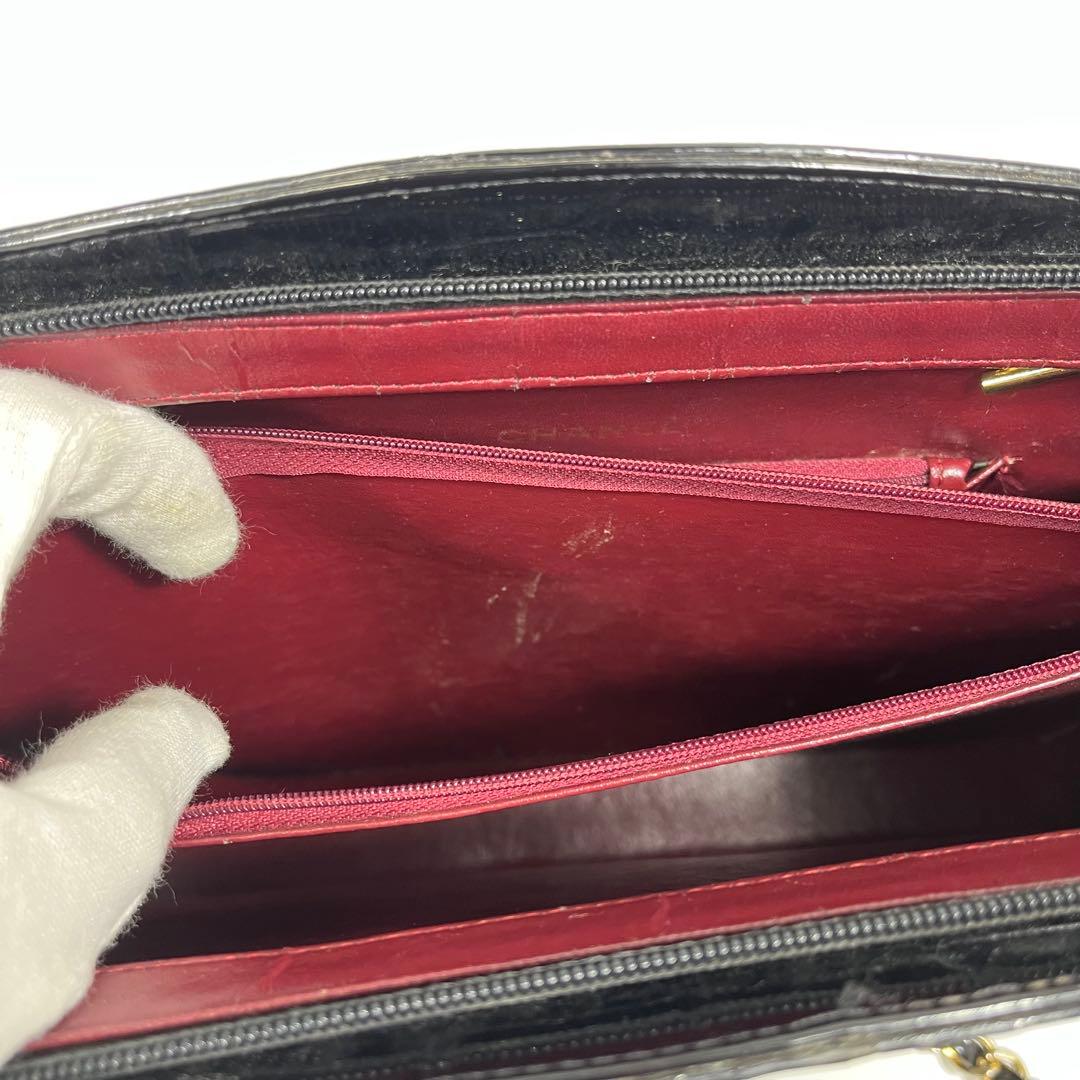 ✨ジャンク特価✨CHANEL チェーンバック　エナメル　クロコ型押し　ココマーク