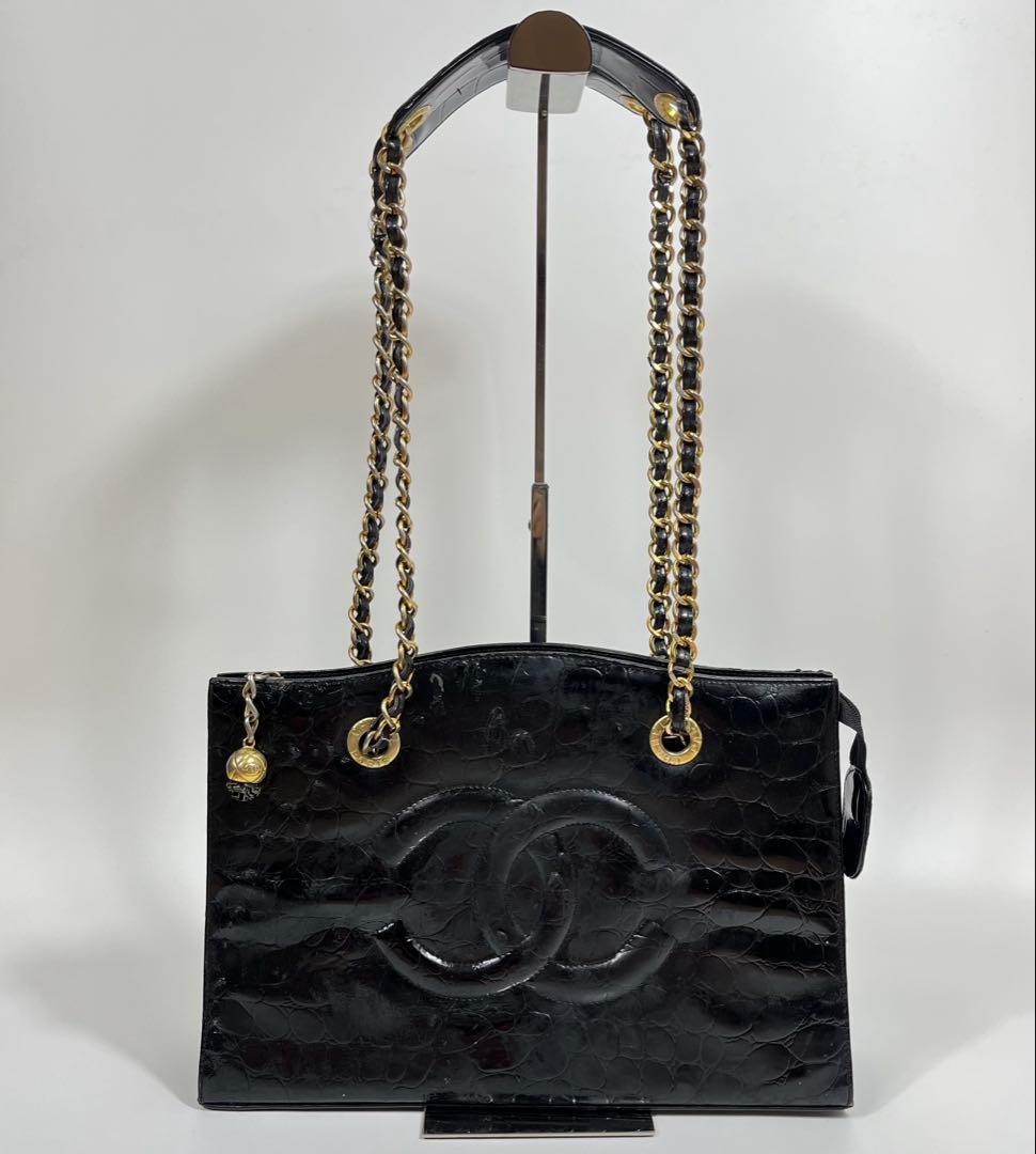 ✨ジャンク特価✨CHANEL チェーンバック　エナメル　クロコ型押し　ココマーク