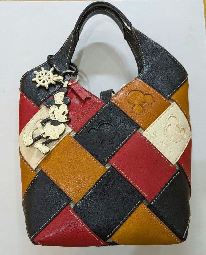 【美品】ゲンテン　ディズニーコラボ　トートバッグ　ミッキー＆ミニーチャーム付き