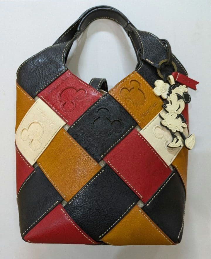 【美品】ゲンテン　ディズニーコラボ　トートバッグ　ミッキー＆ミニーチャーム付き