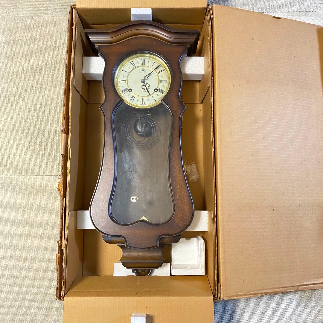 愛知時計製 壁掛け時計 木製 振り子時計 クラシック レトロ 箱付き