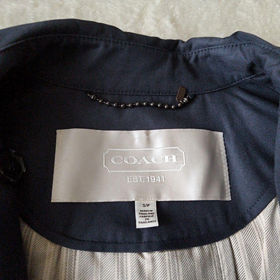 美品✨COACH ショートトレンチコート ダブルブレスト ベルト付 ネイビーM