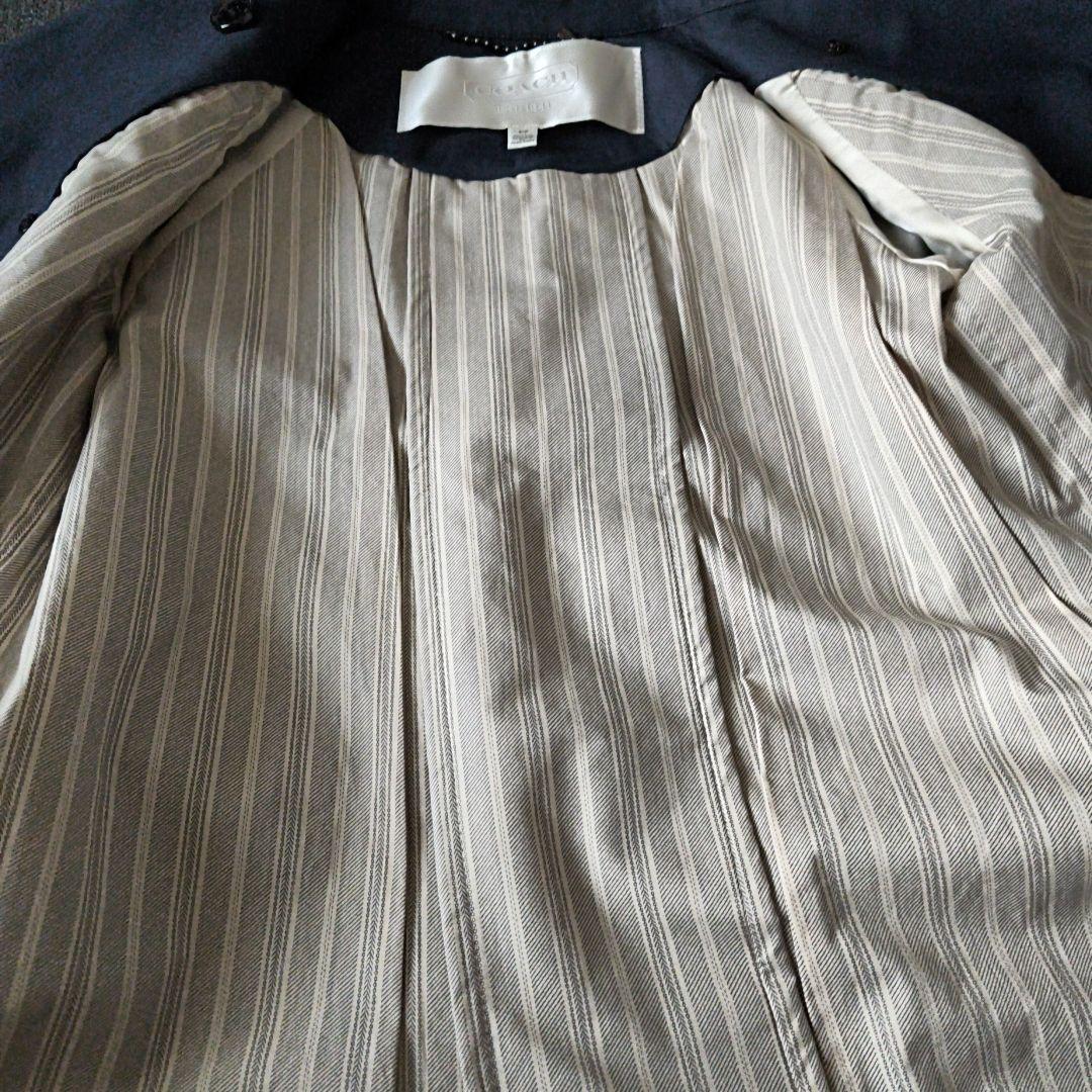 美品✨COACH ショートトレンチコート ダブルブレスト ベルト付 ネイビーM