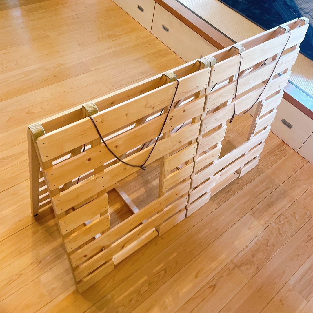 すのこ ダブルサイズ ひのき 2分割セパレート式 折りたたみ布団干し ベッド