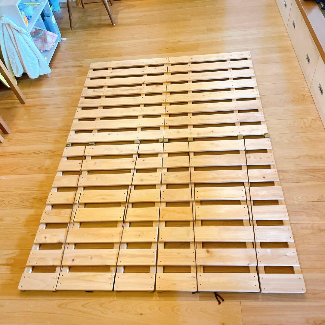 すのこ ダブルサイズ ひのき 2分割セパレート式 折りたたみ布団干し ベッド