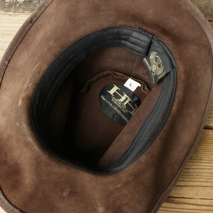 HENSCHELレザーカウボーイハット テンガロンウエスタンブラウンL ss58