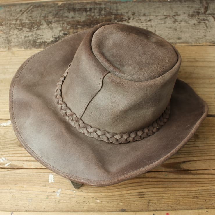 HENSCHELレザーカウボーイハット テンガロンウエスタンブラウンL ss58