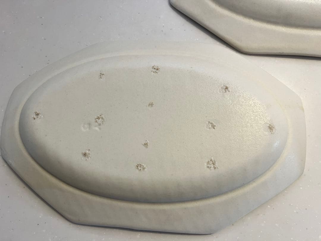 岡田直人　八角形クリーム色皿3枚セット