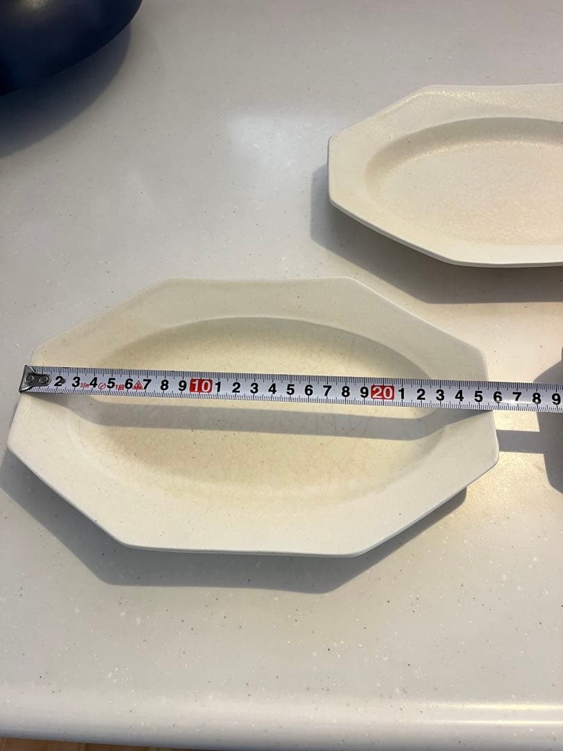 岡田直人　八角形クリーム色皿3枚セット