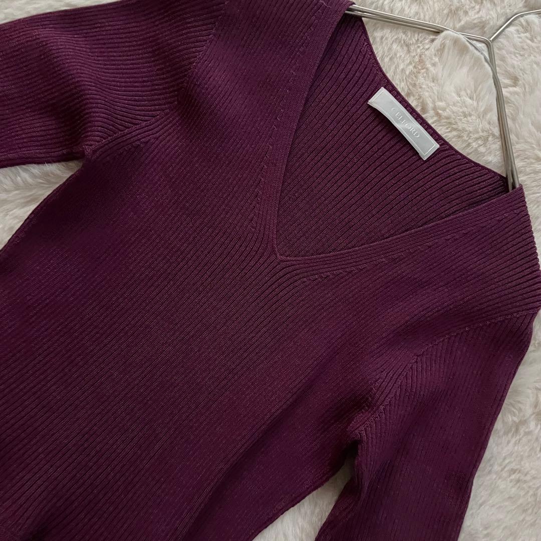 未使用級　セルフォード　M ホールガーメント　ニットロングワンピース　パープル