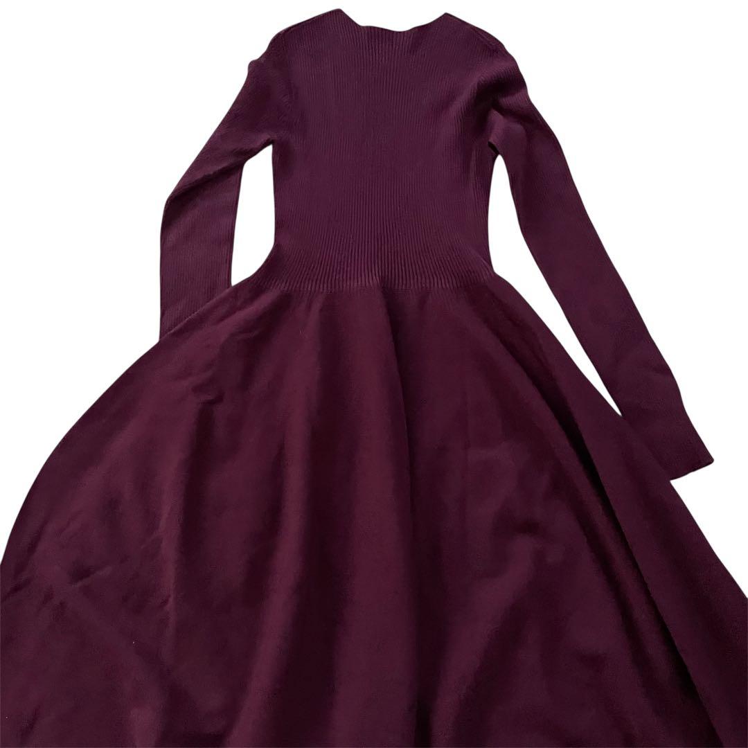 未使用級　セルフォード　M ホールガーメント　ニットロングワンピース　パープル