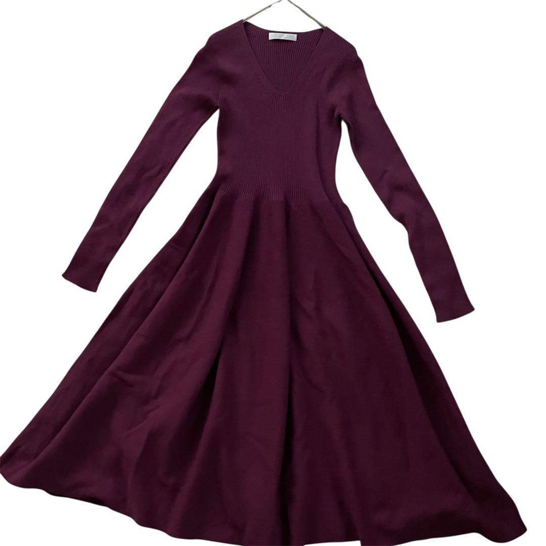 未使用級　セルフォード　M ホールガーメント　ニットロングワンピース　パープル