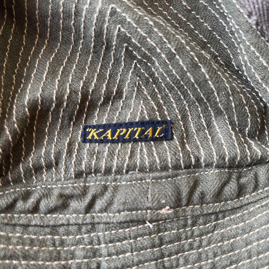 KAPITAL キャピタル　オリーブ　グリーン ストライプ バケットハット