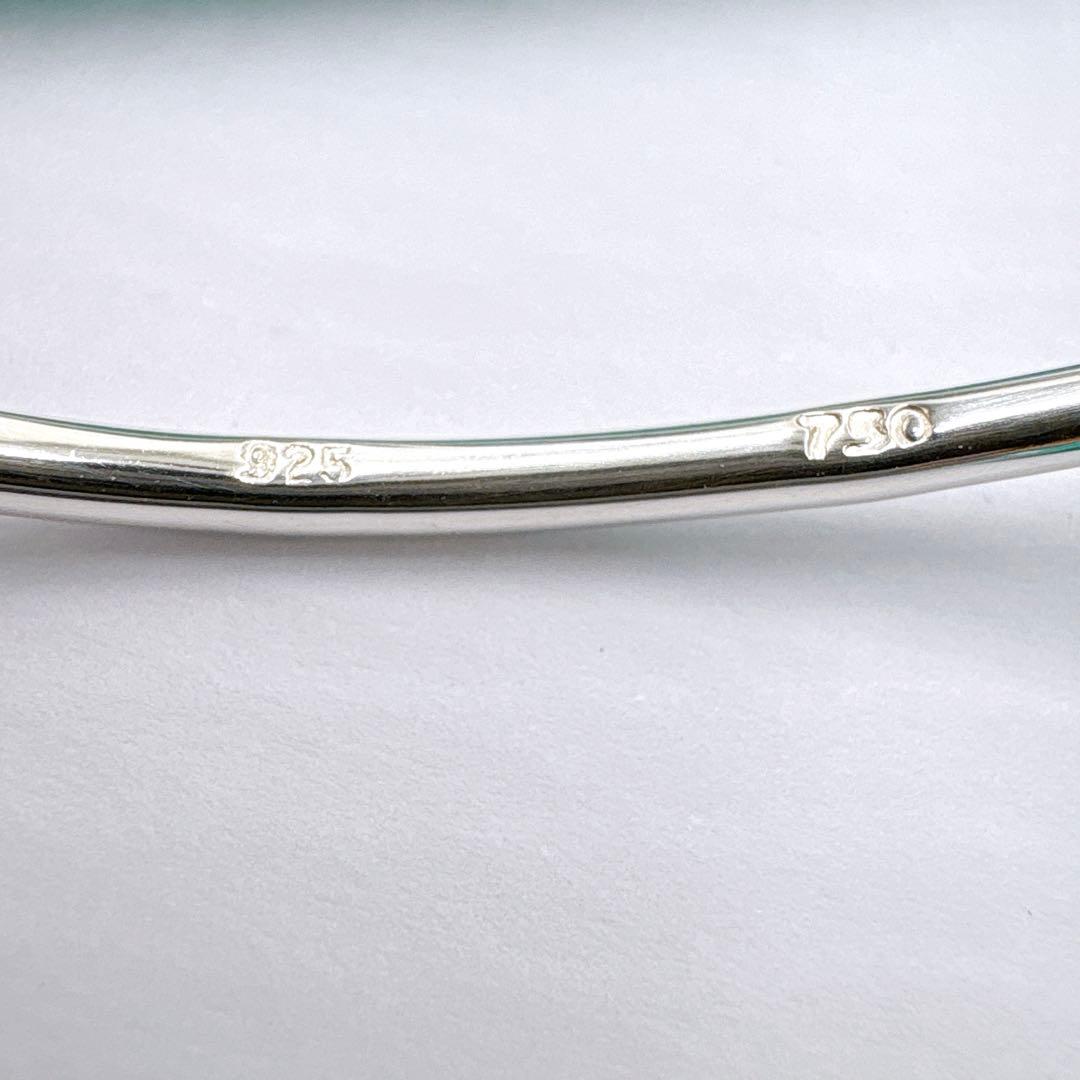 極美品 オールドティファニー ラブノット コンビ バングル シルバー k18