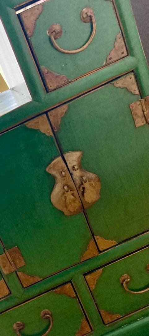 階段型木製タンス グリーン