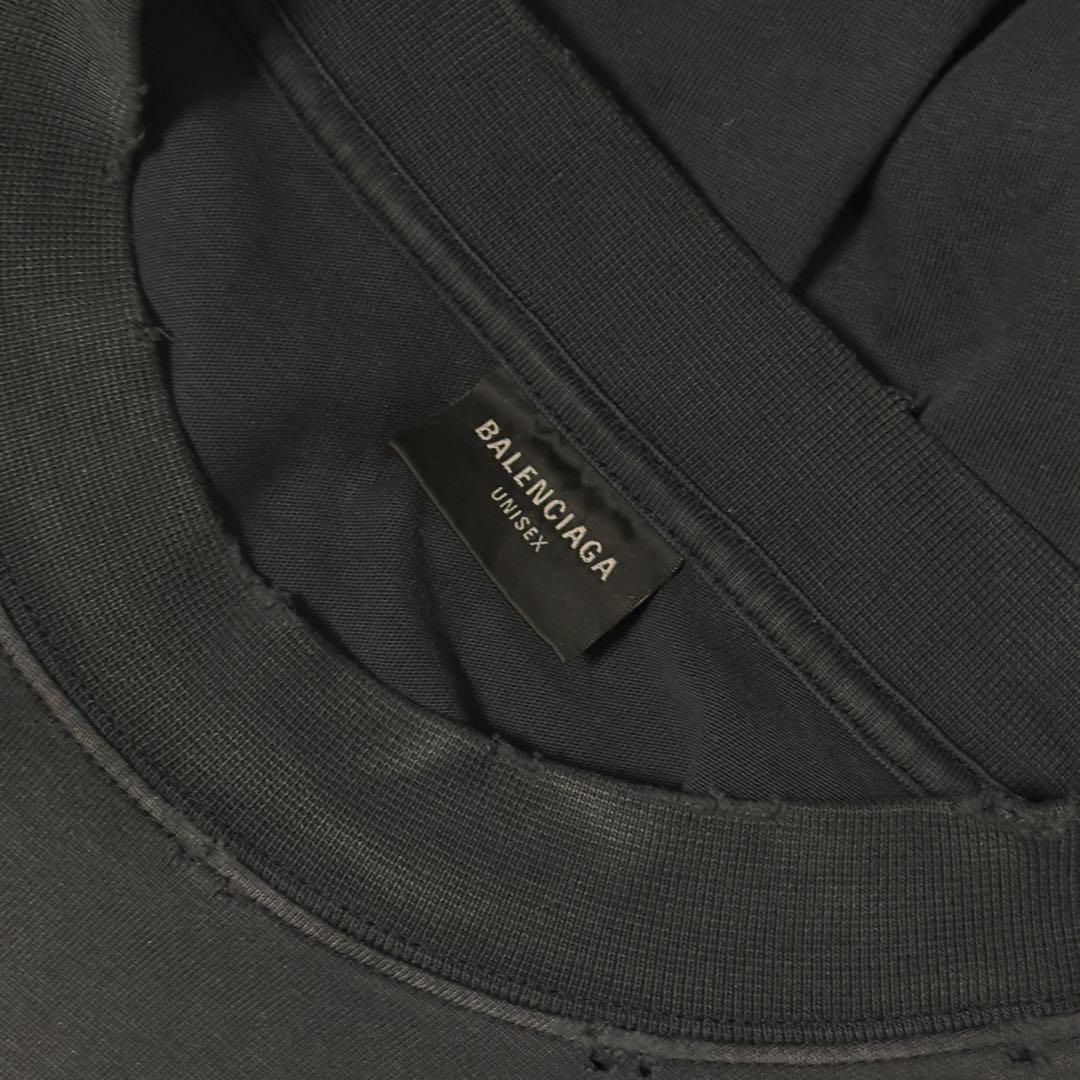 正規品BALENCIAGA ユーズド加工 テープロゴ Tシャツ　値下げ可