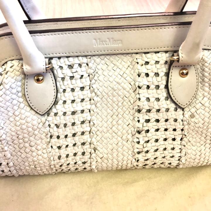 Max Mara オシャレな爽やか編みカゴ風バッグ