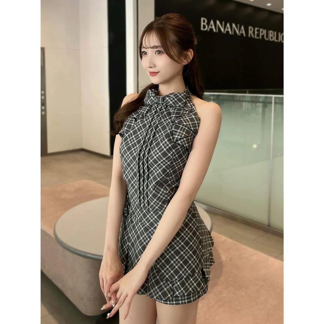 新品タグ付き ダーリッチ チェックスカートライクショートパンツ S グレー