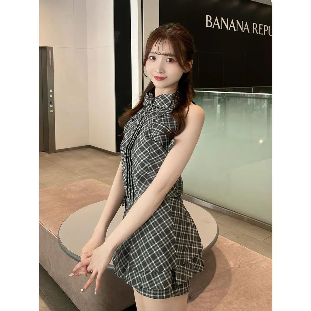 新品タグ付き ダーリッチ チェックスカートライクショートパンツ S グレー