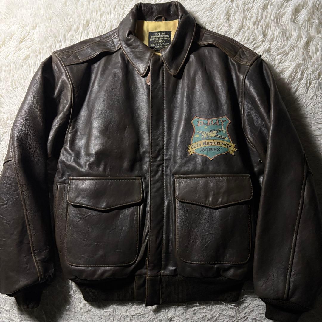 【雰囲気抜群】AVIREXフライトジャケットA-2 羊革　50周年　ブラウン