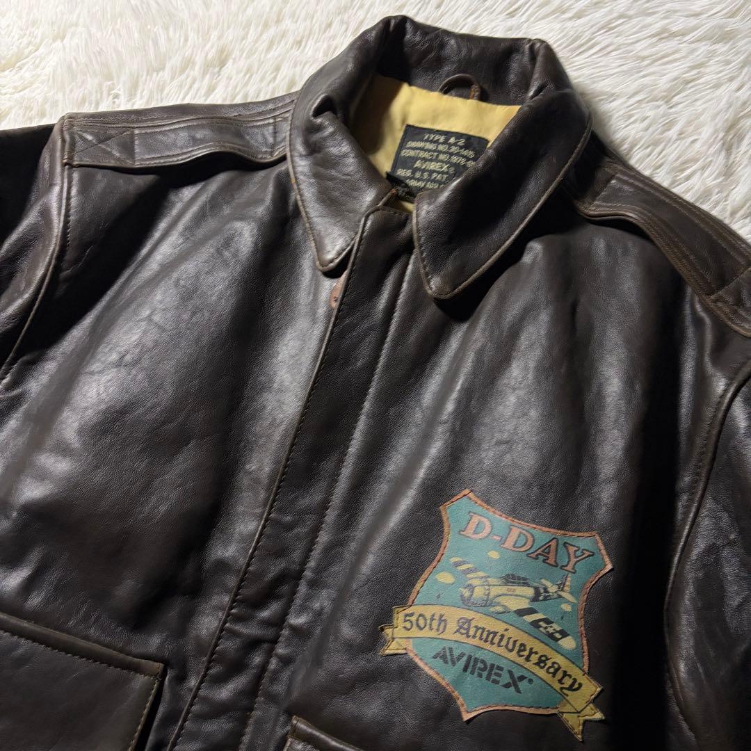 【雰囲気抜群】AVIREXフライトジャケットA-2 羊革　50周年　ブラウン