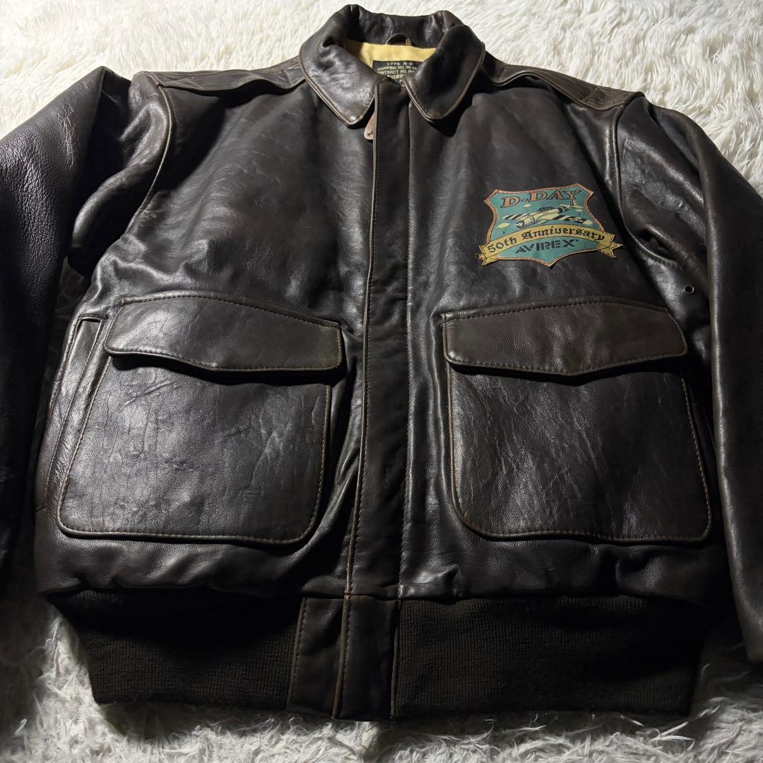 【雰囲気抜群】AVIREXフライトジャケットA-2 羊革　50周年　ブラウン