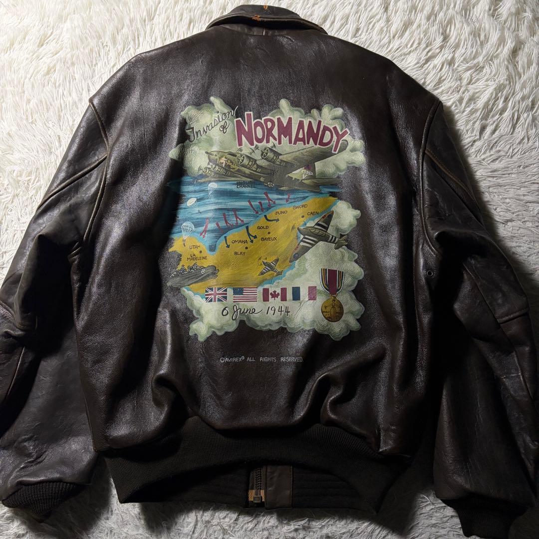 【雰囲気抜群】AVIREXフライトジャケットA-2 羊革　50周年　ブラウン