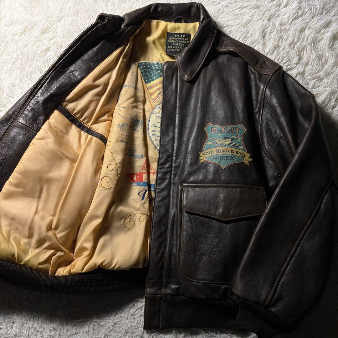 【雰囲気抜群】AVIREXフライトジャケットA-2 羊革　50周年　ブラウン