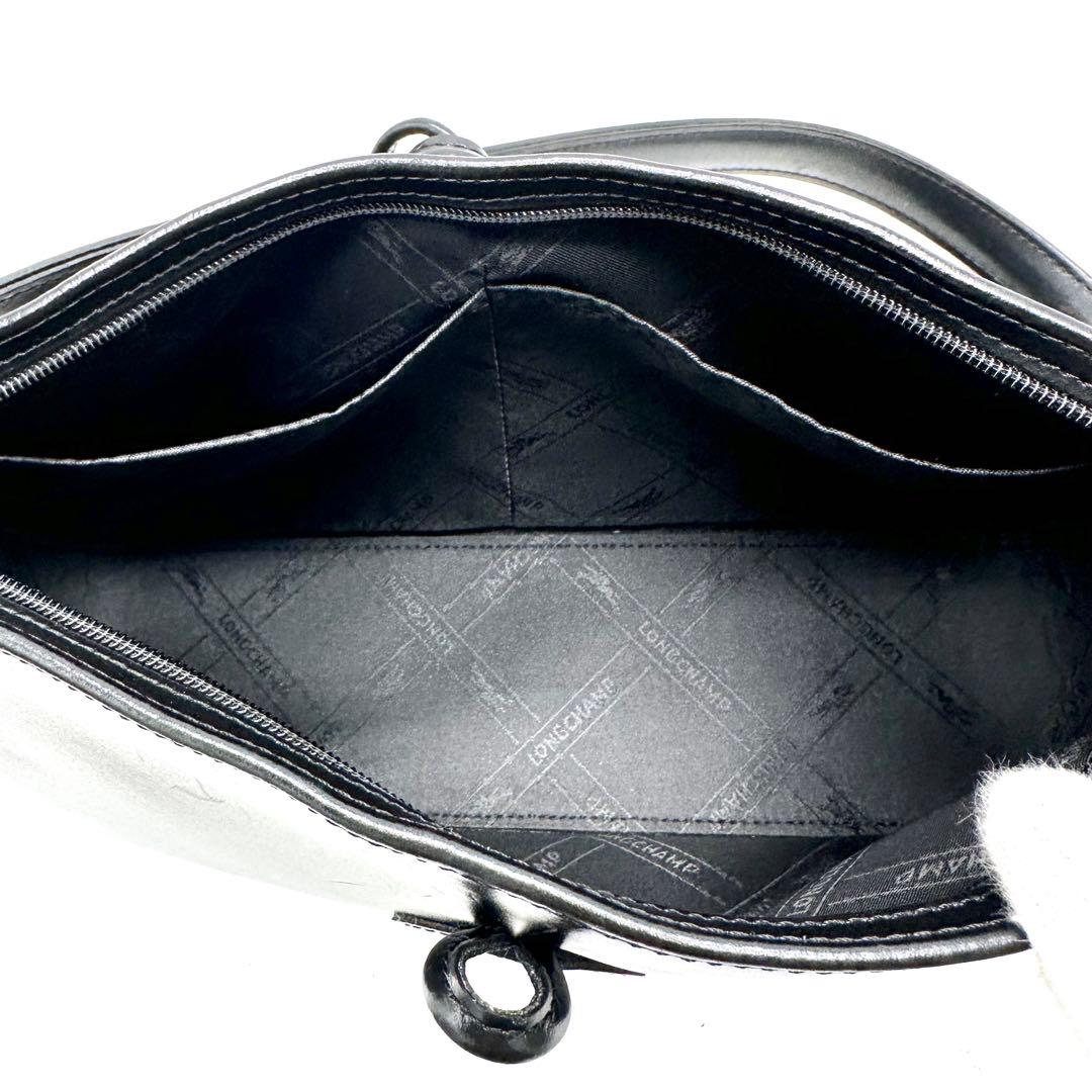ロンシャン ロゾ アクセサリーポーチ ワンショルダー ホースロゴ 本革 ブラック