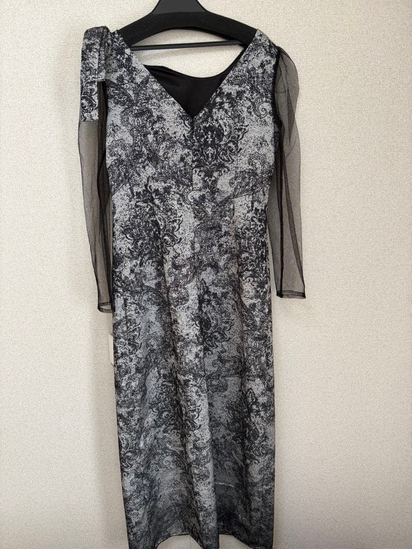 新品LERURE Shoulder ribbon jacquard dress