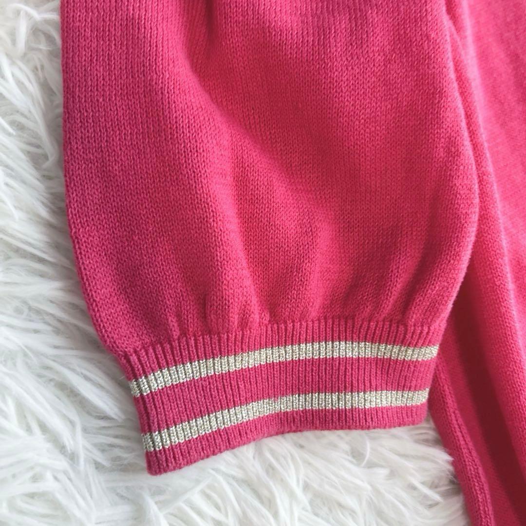 希少✨イヴサンローラン リネン混　ポロシャツ 半袖 金ボタン ロゴ刺繍　ピンク