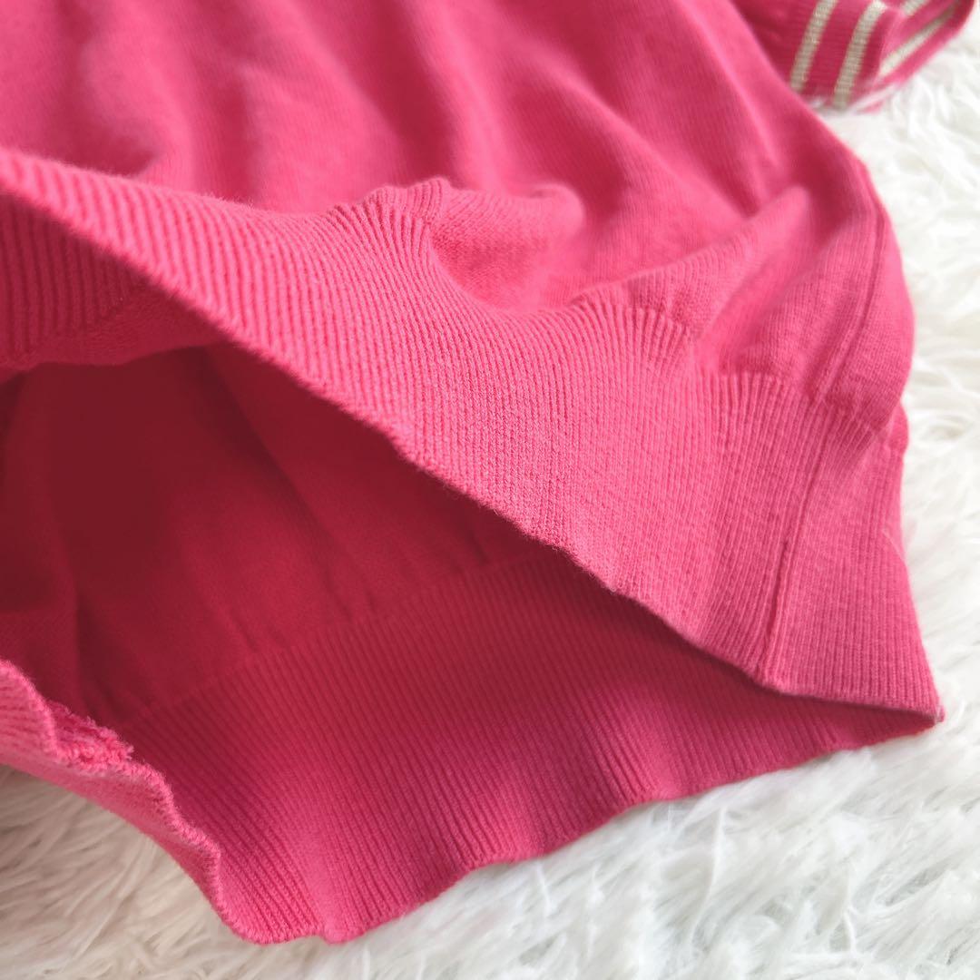 希少✨イヴサンローラン リネン混　ポロシャツ 半袖 金ボタン ロゴ刺繍　ピンク