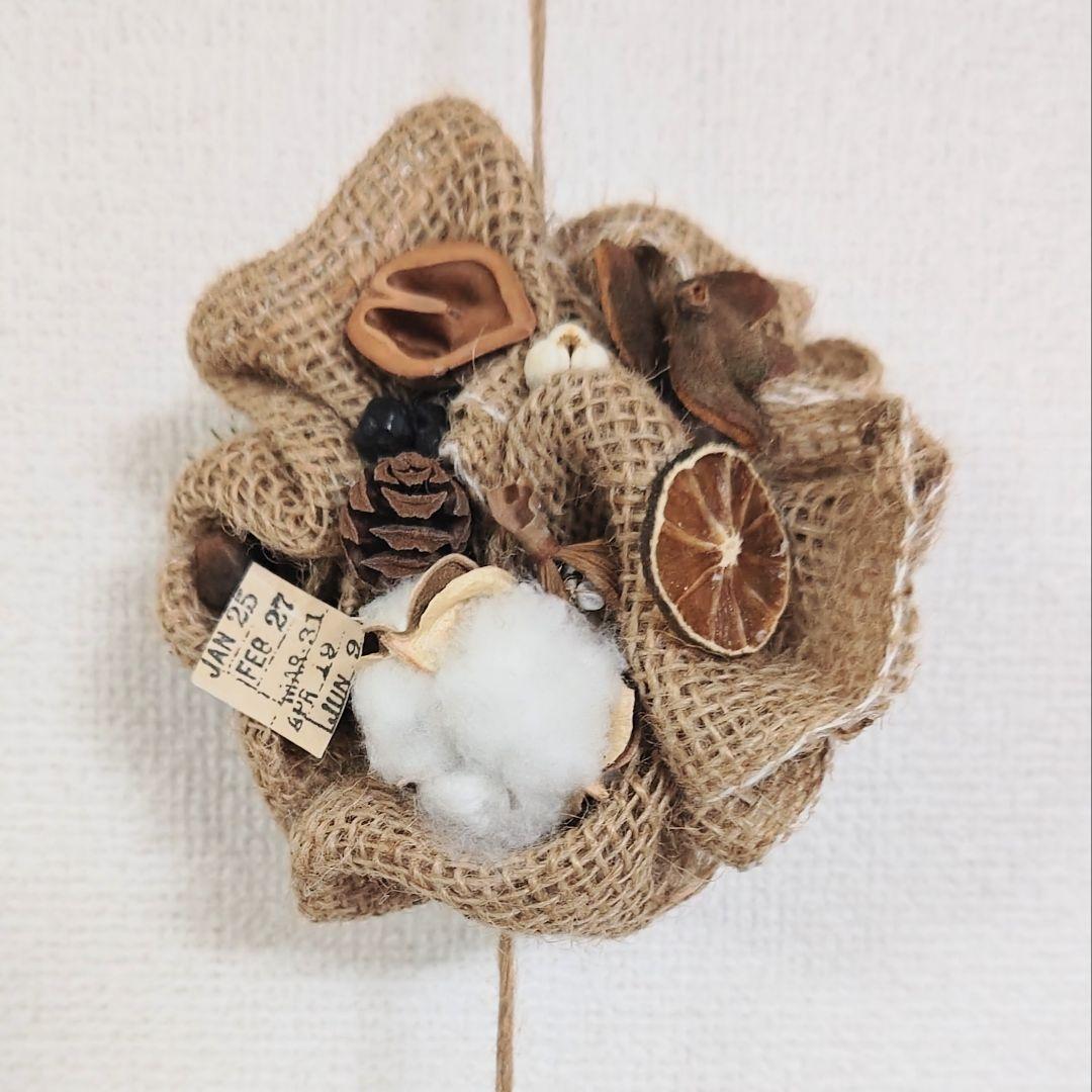 あゆたんさま❀麻布くしゅくしゅリース❀ドライフラワー❀木の実